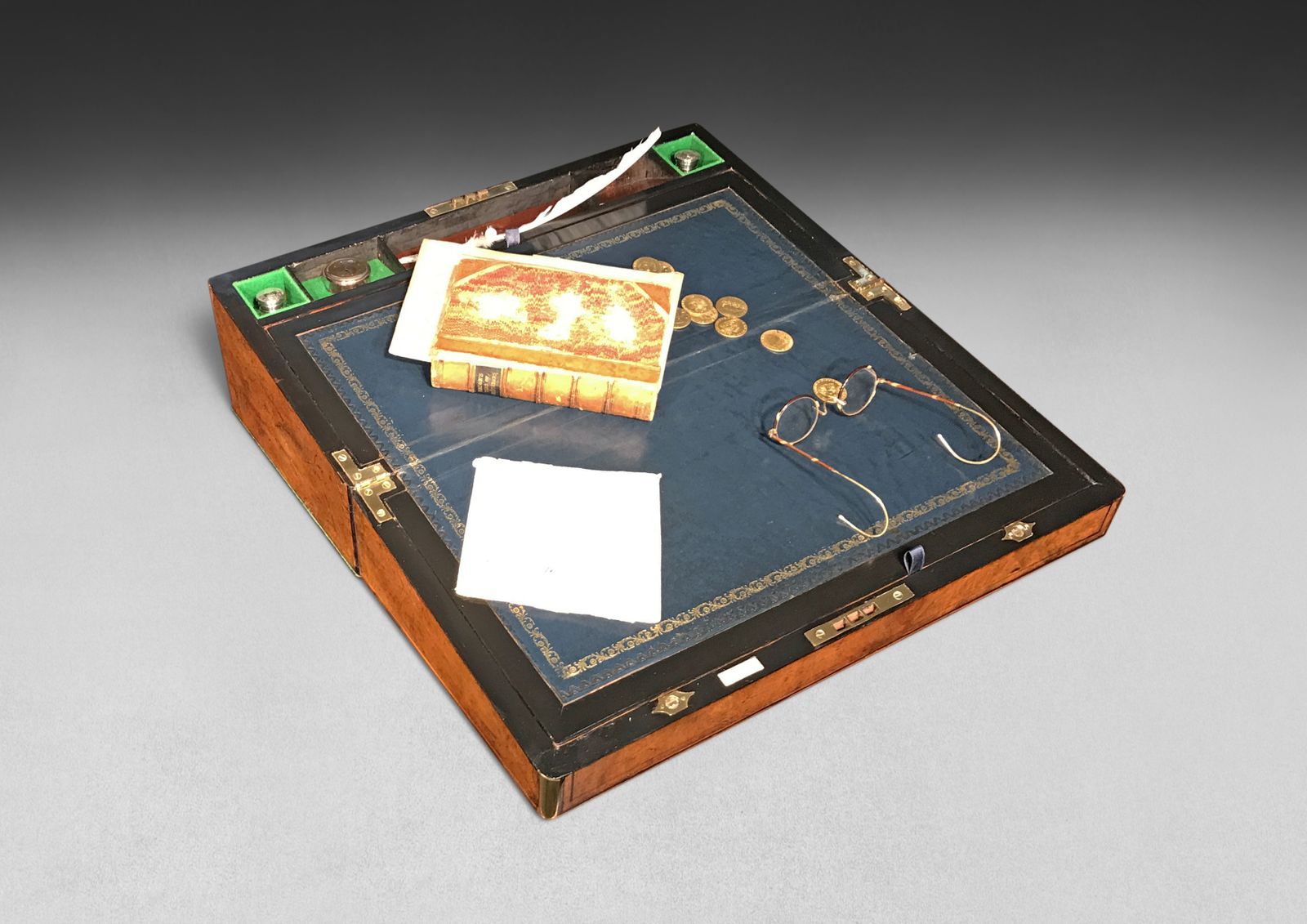 Burr Walnut And Brass Campaign Writing Box By Mappin & Webb