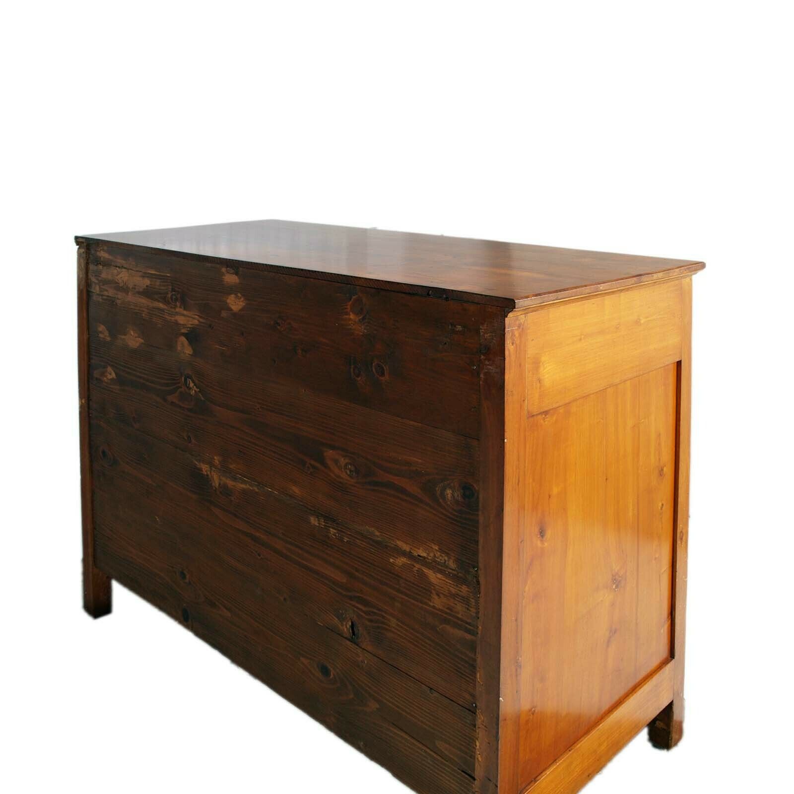 Commode Art Nouveau In Walnut With Mirror , Four Drawers, Carved, Restored,  Wax Polished photo for sale