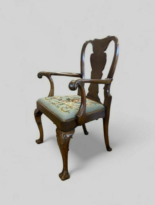 Queen Anne Style Walnut Study Chair