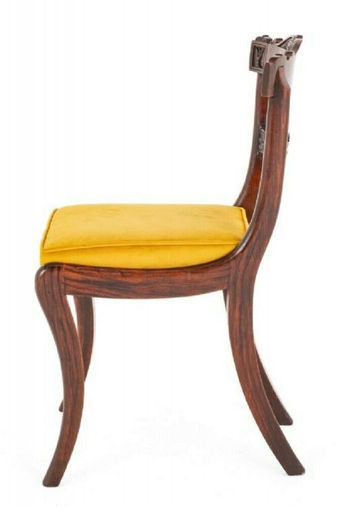 Set Regency Dining Chairs Period Antique Brass Inlay photo for sale