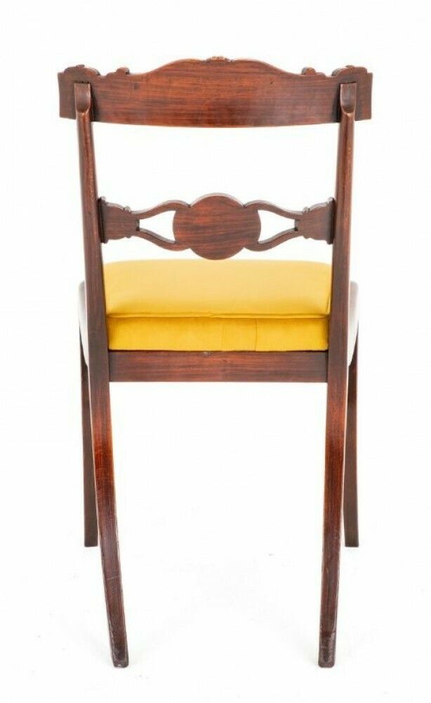 Set Regency Dining Chairs Period Antique Brass Inlay photo Furniture