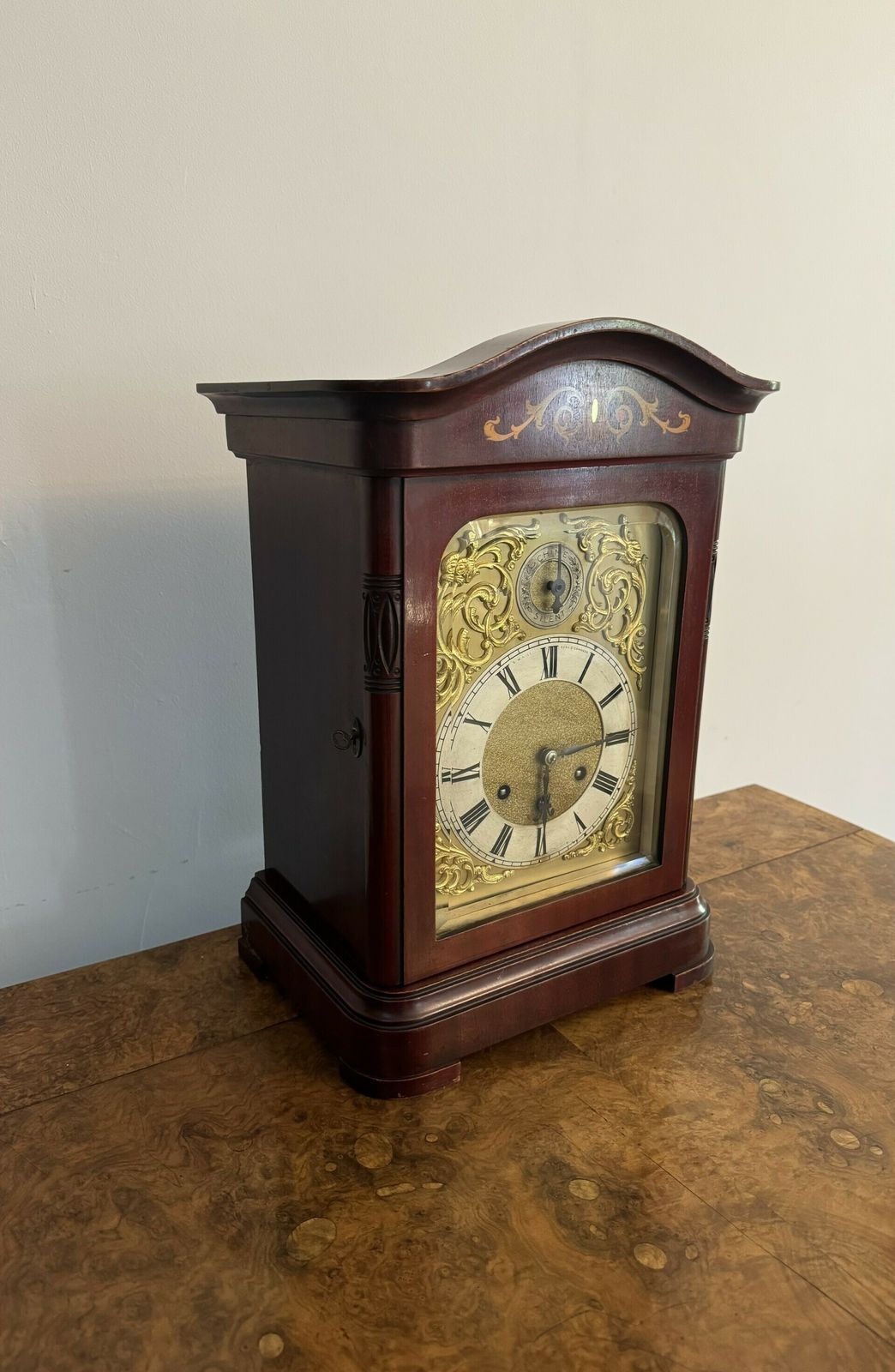 Edwardian Quality Mahogany Inlaid Chiming 8 Day Mantle Clock photo Home Decor