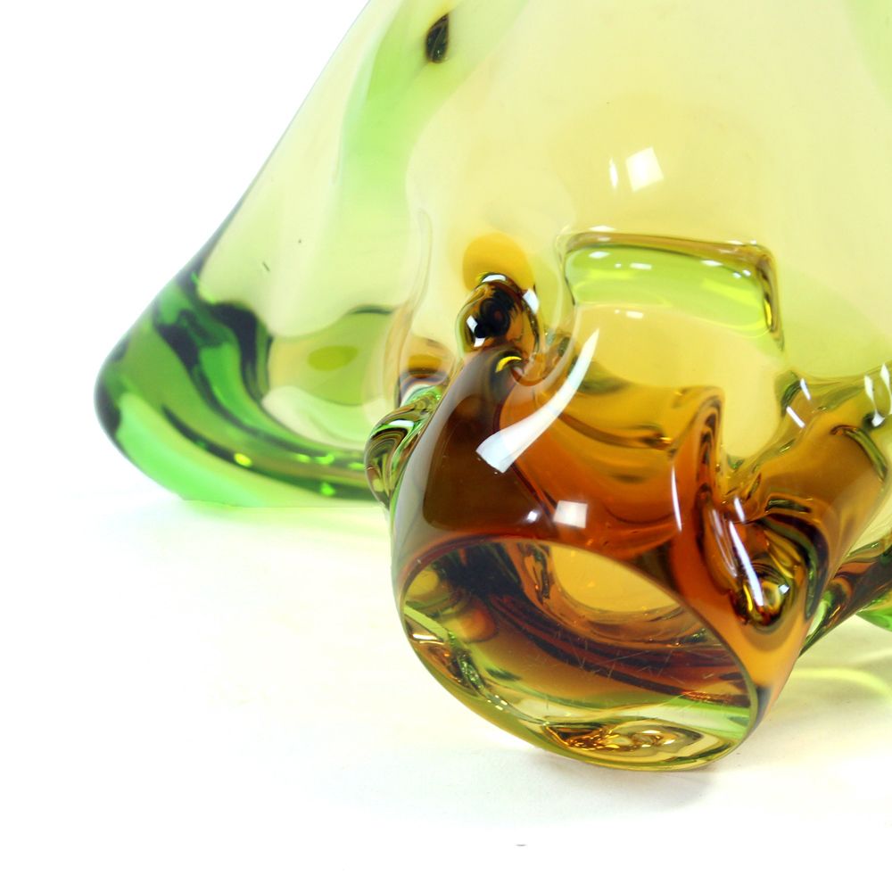 Unique Art Glass Bowl By Frantisek Zemek For Glass Factory Mstisov, Czechoslovakia photo buy