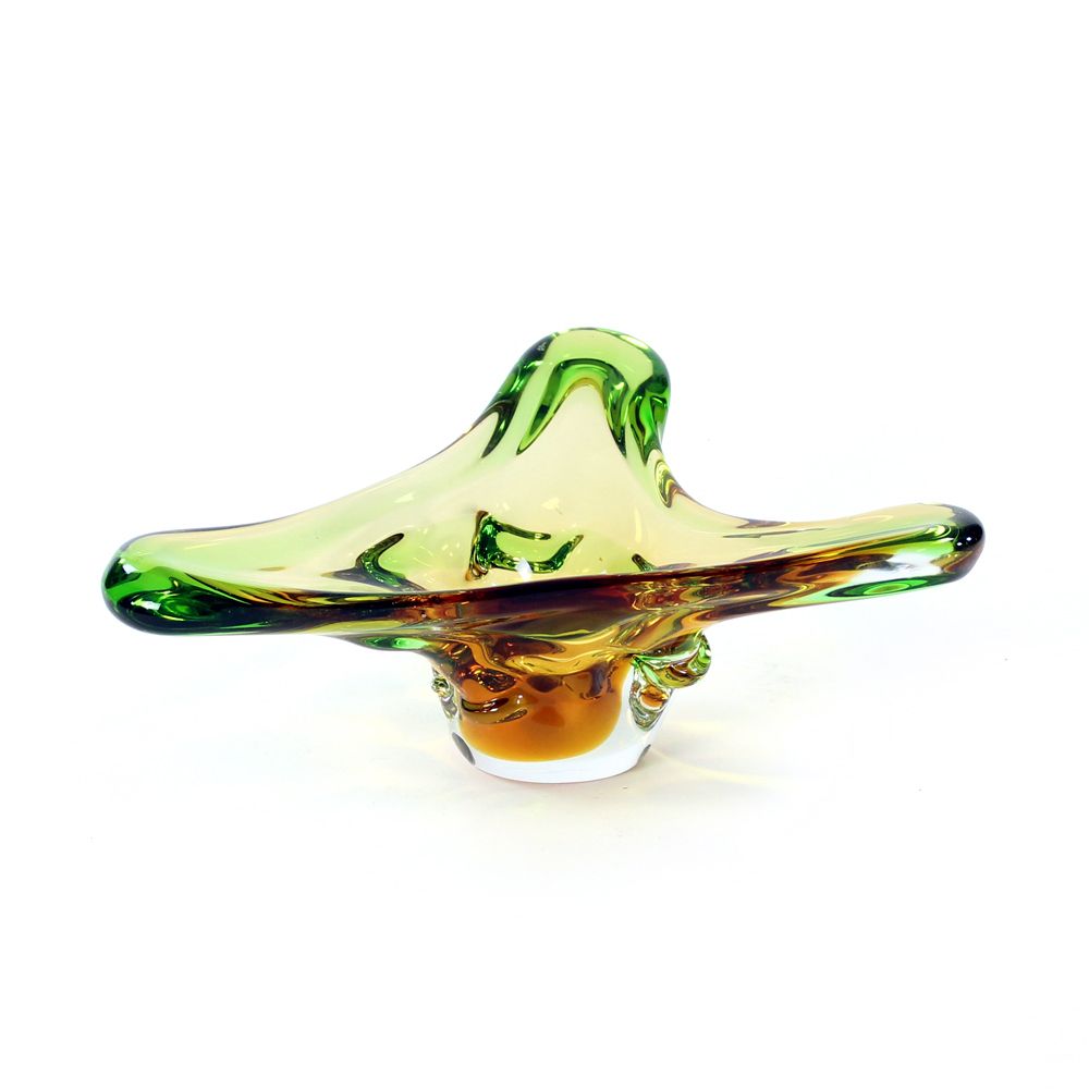 Unique Art Glass Bowl By Frantisek Zemek For Glass Factory Mstisov, Czechoslovakia photo vintage
