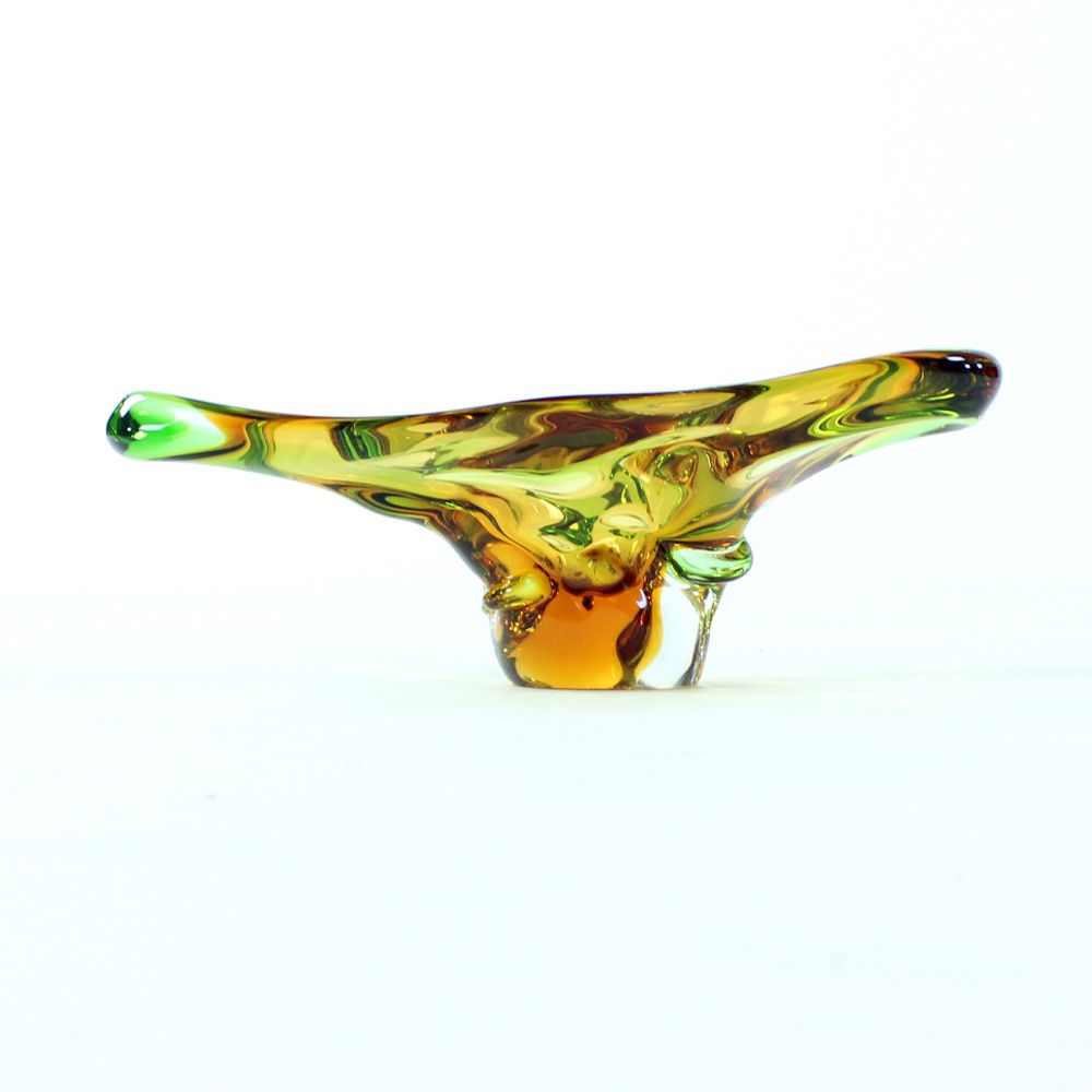 Unique Art Glass Bowl By Frantisek Zemek For Glass Factory Mstisov, Czechoslovakia