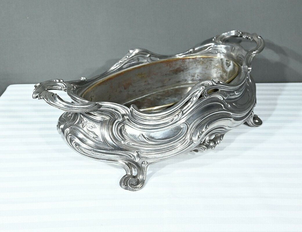 Silvered Bronze Planter, Victor Saglier, Art Nouveau – Late 19th Century photo Home Decor