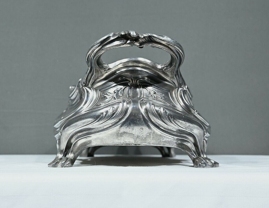 Silvered Bronze Planter, Victor Saglier, Art Nouveau – Late 19th Century photo vintage