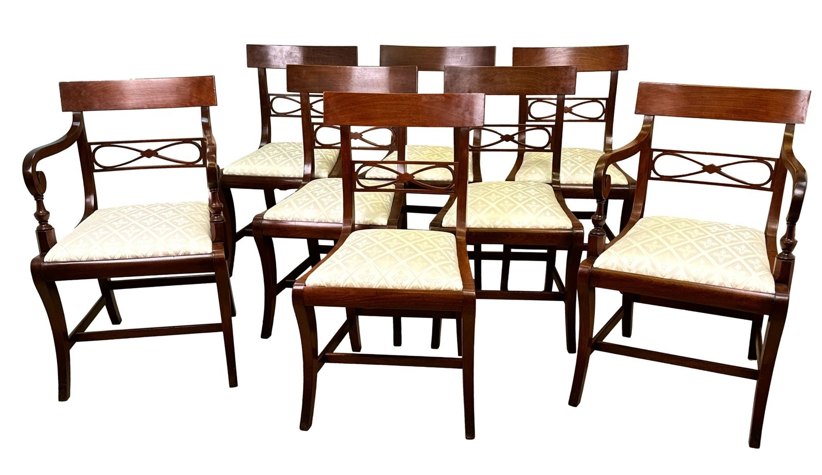 Set Of Eight Georgian Mahogany Dining Chairs (England, Circa 1815)