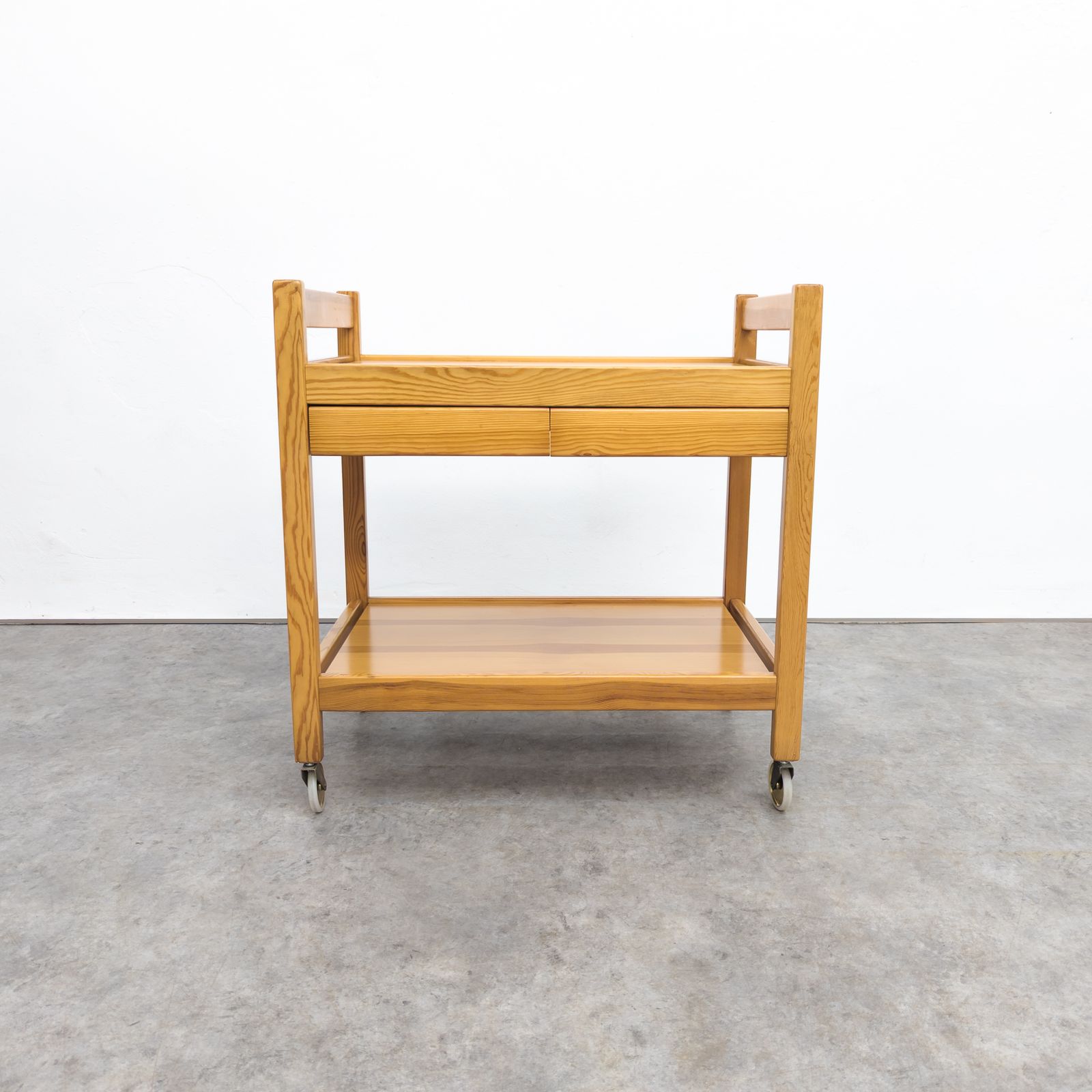 Vintage Pine Wood Serving Cart By Erik Wørts, 1970s photo vinterior