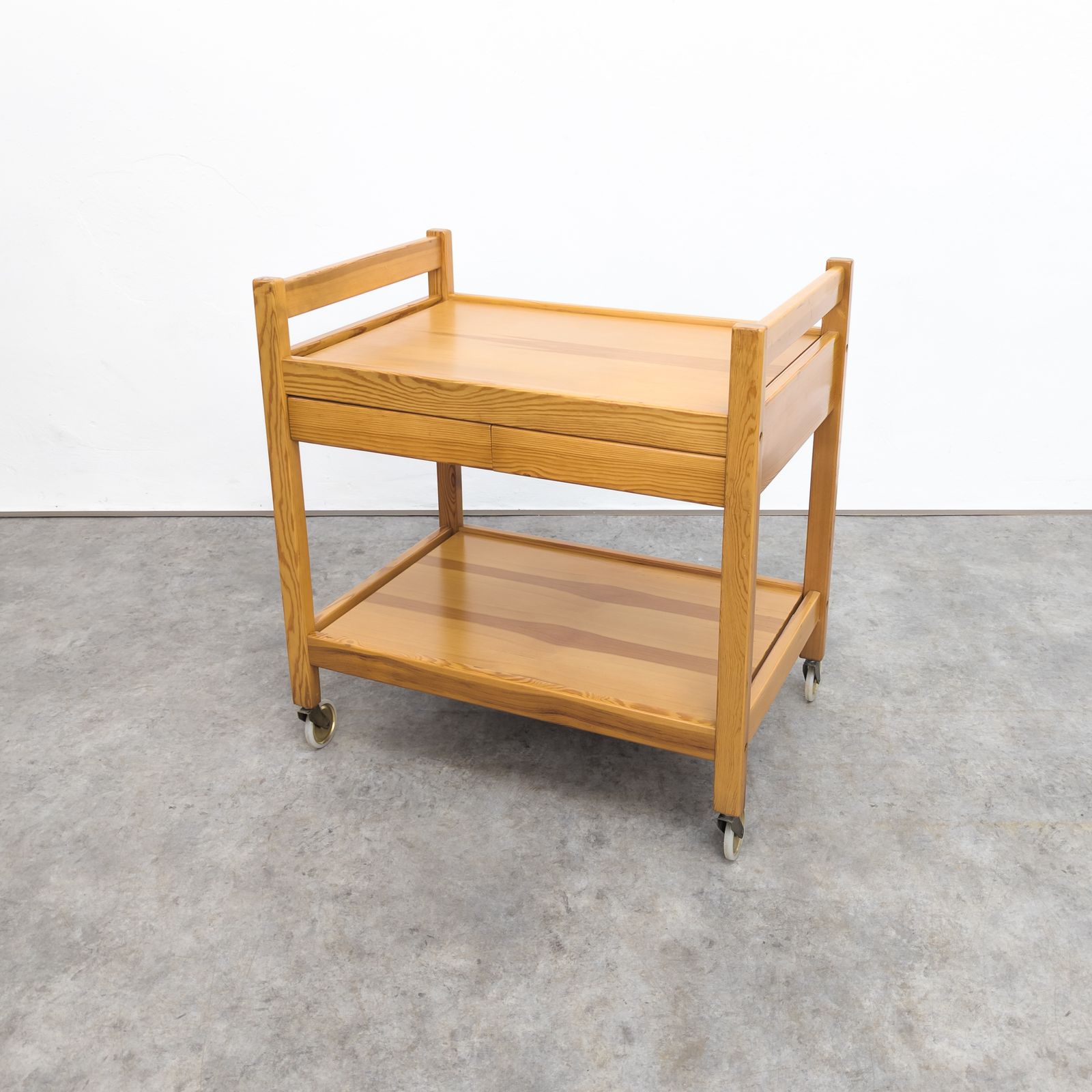 photo for sale Vintage Pine Wood Serving Cart By Erik Wørts, 1970s