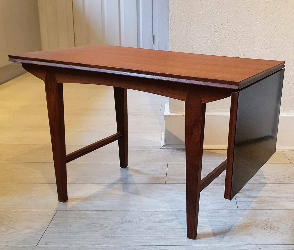 Retro Vanson Teak And Black Melamine Formica Coffee Table, Designed By Peter Hayworth photo for sale