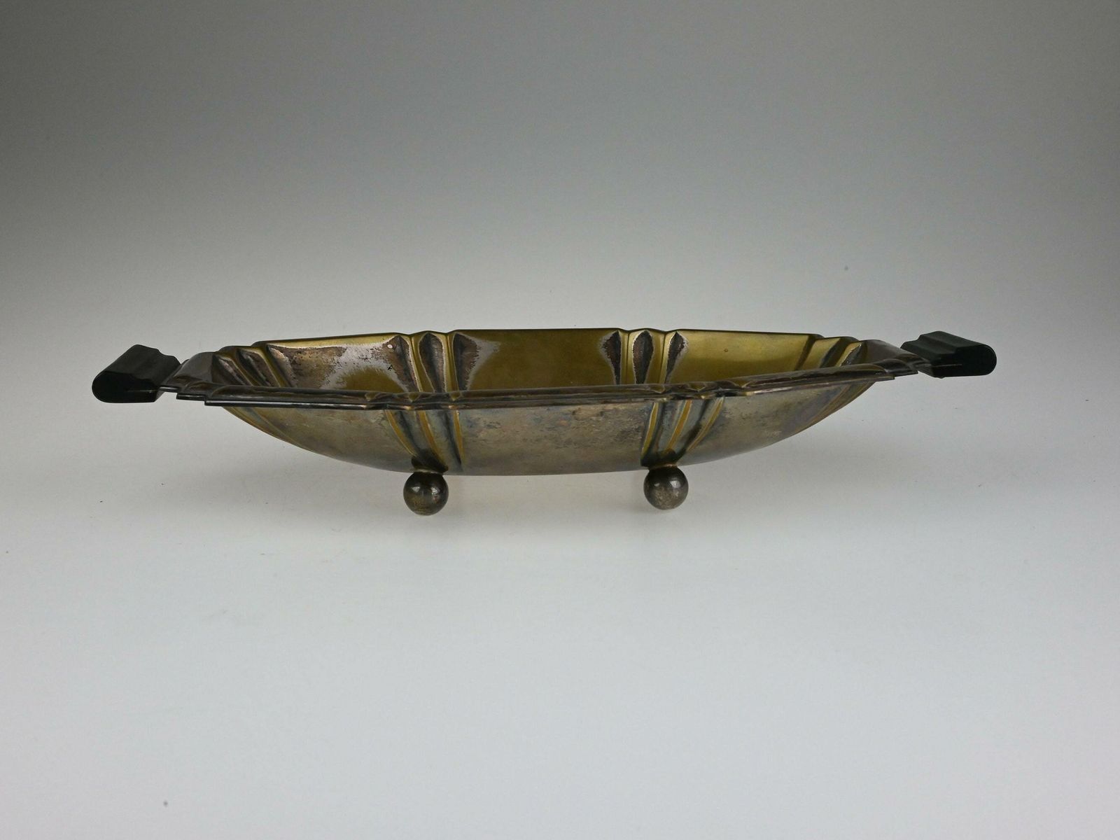 Antique Brass Art Deco Bowl With Wooden Handles, Antique Bowl, Decorative Bowl, Brass Bowl, Art Deco, Metal Bowl, Antique Collectibles photo buy
