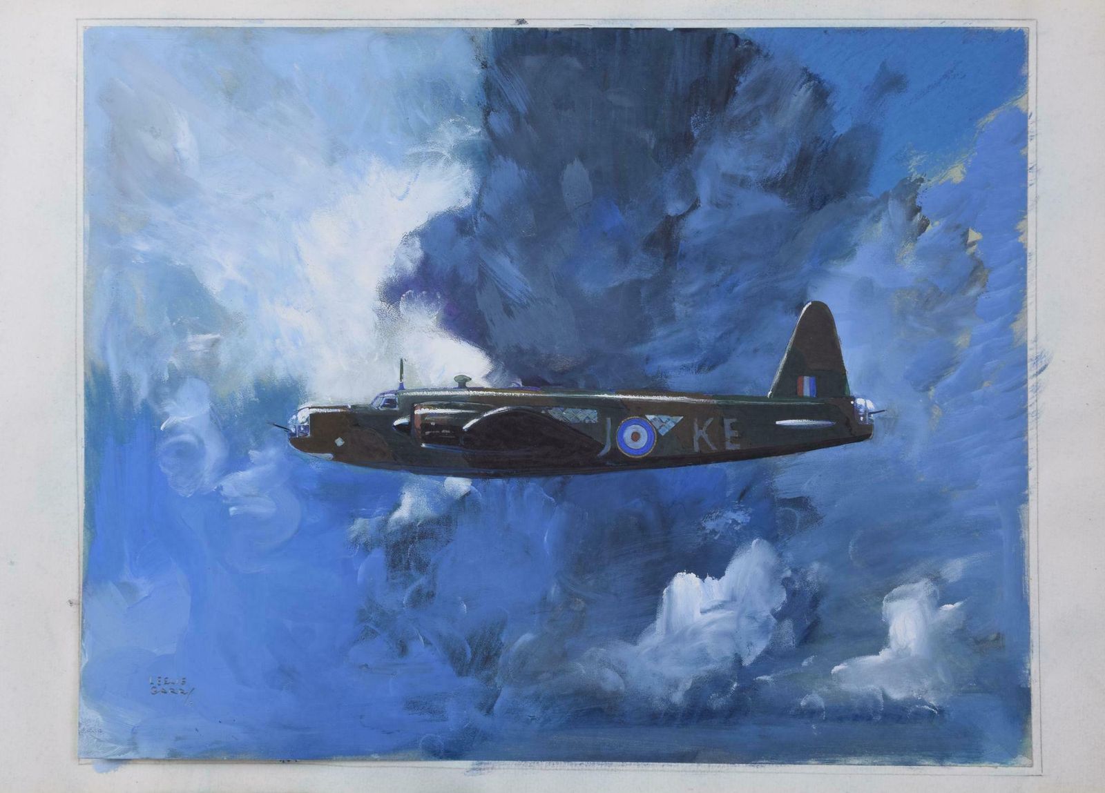 photo for sale Leslie Carr Wellington Bomber Ww2 Gouache Painting By Leslie Carr