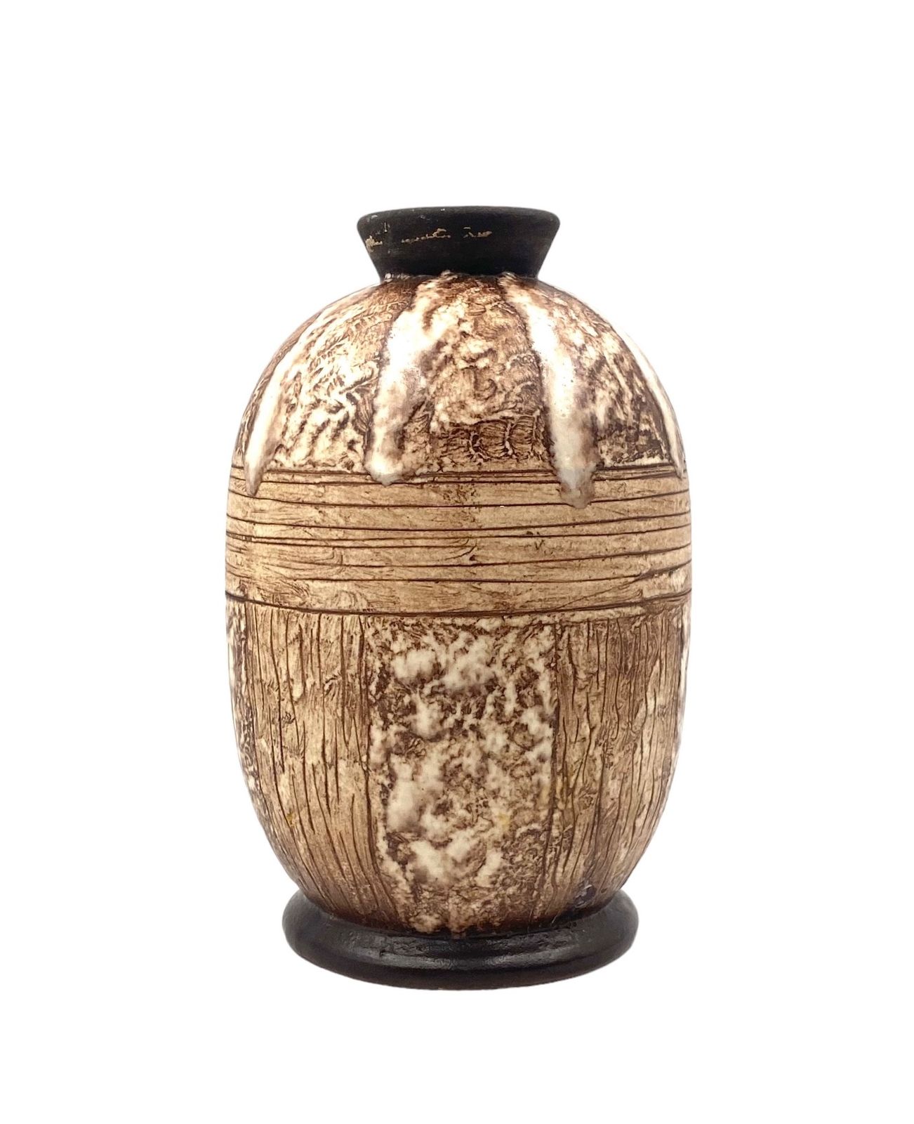 photo vintage Louis Auguste Dage, Art Deco Unique Ceramic Vase, France 1930