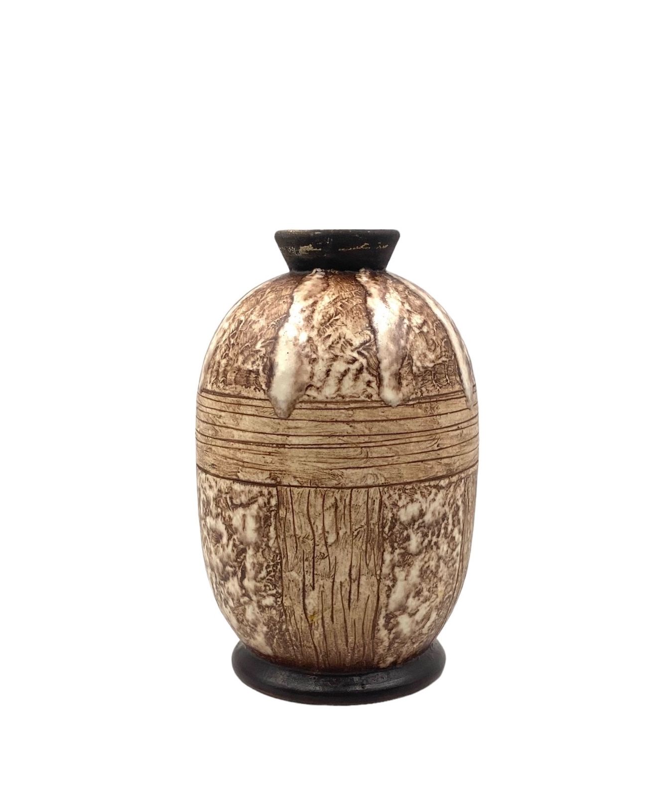 Louis Auguste Dage, Art Deco Unique Ceramic Vase, France 1930