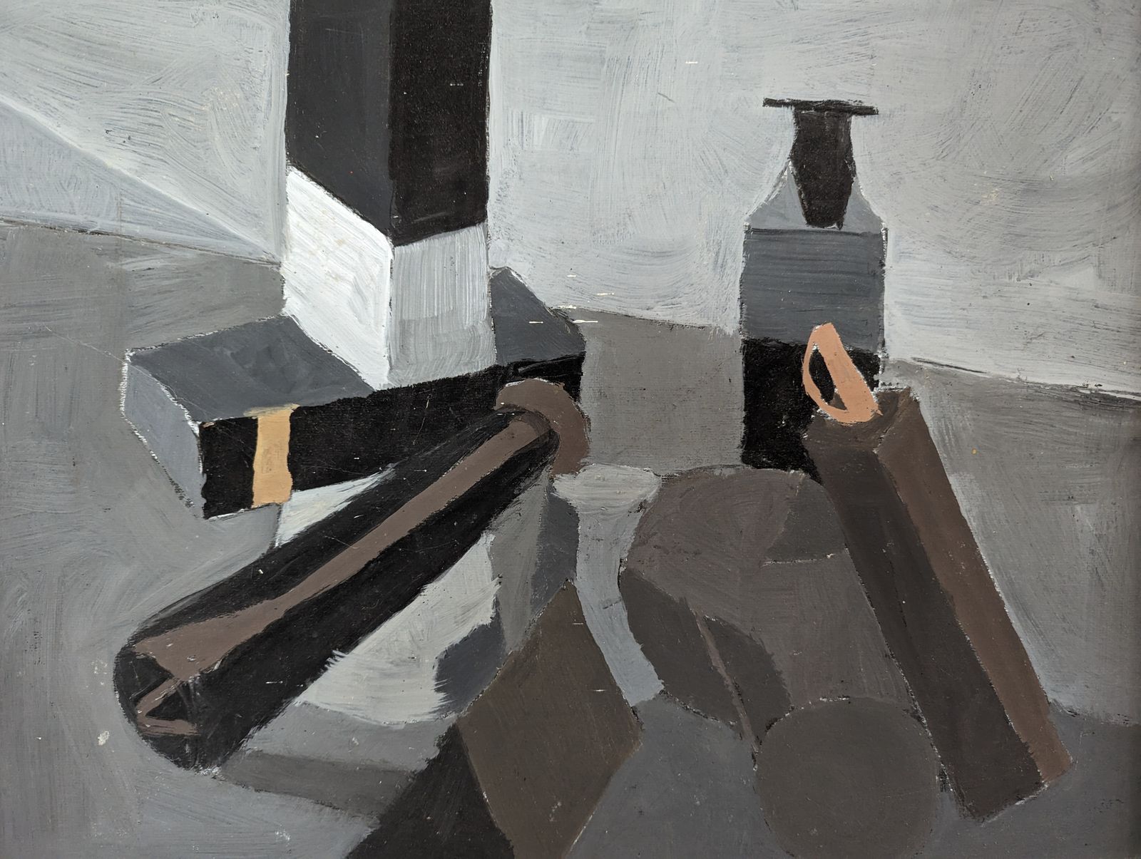 Brown & Black, 1960s, Modernist Oil Painting photo vinterior