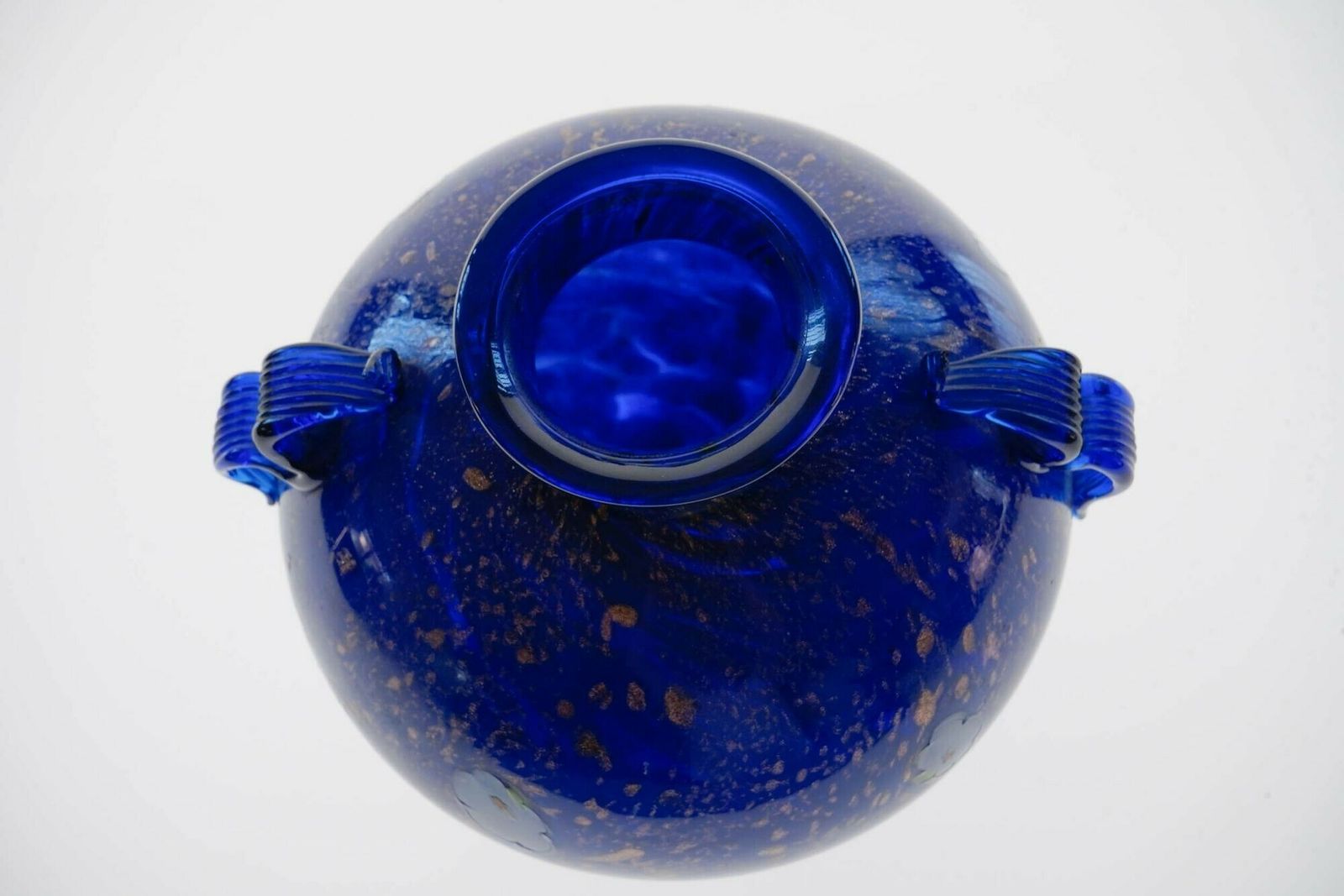 Cobalt Murano Glass Vase, Murrine And Avventurina. Lapis Lazuli. Fratelli Toso photo buy