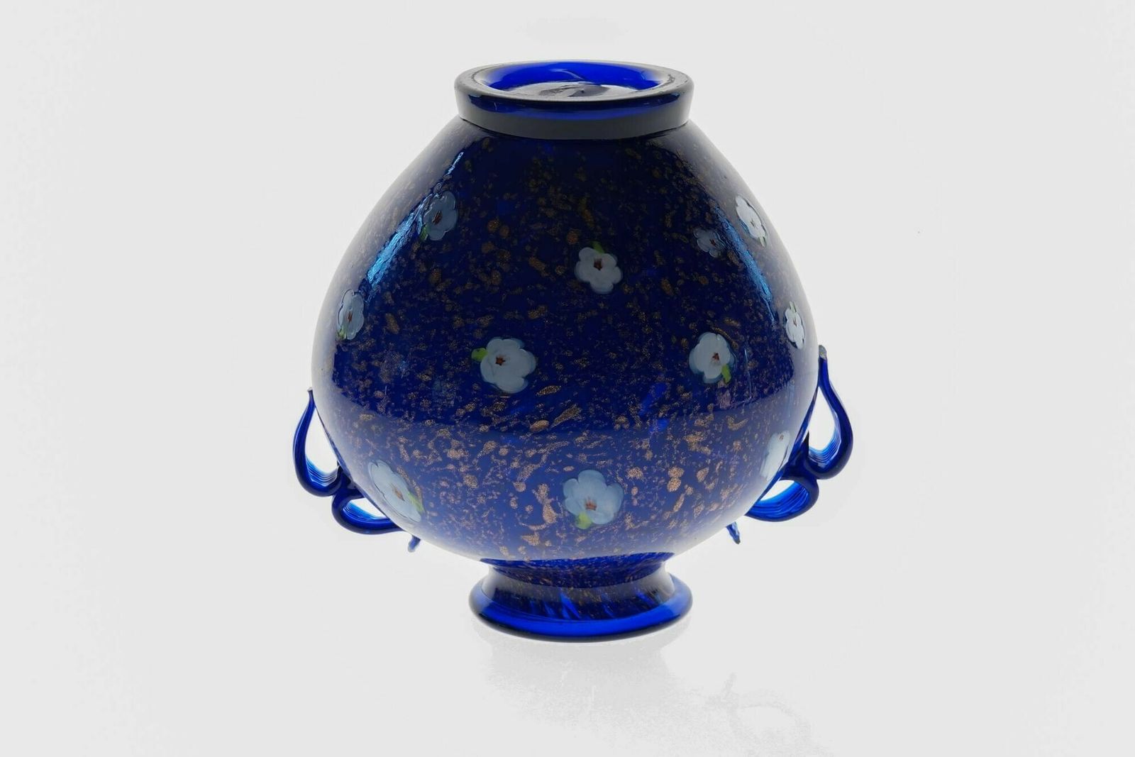 photo buy Cobalt Murano Glass Vase, Murrine And Avventurina. Lapis Lazuli. Fratelli Toso