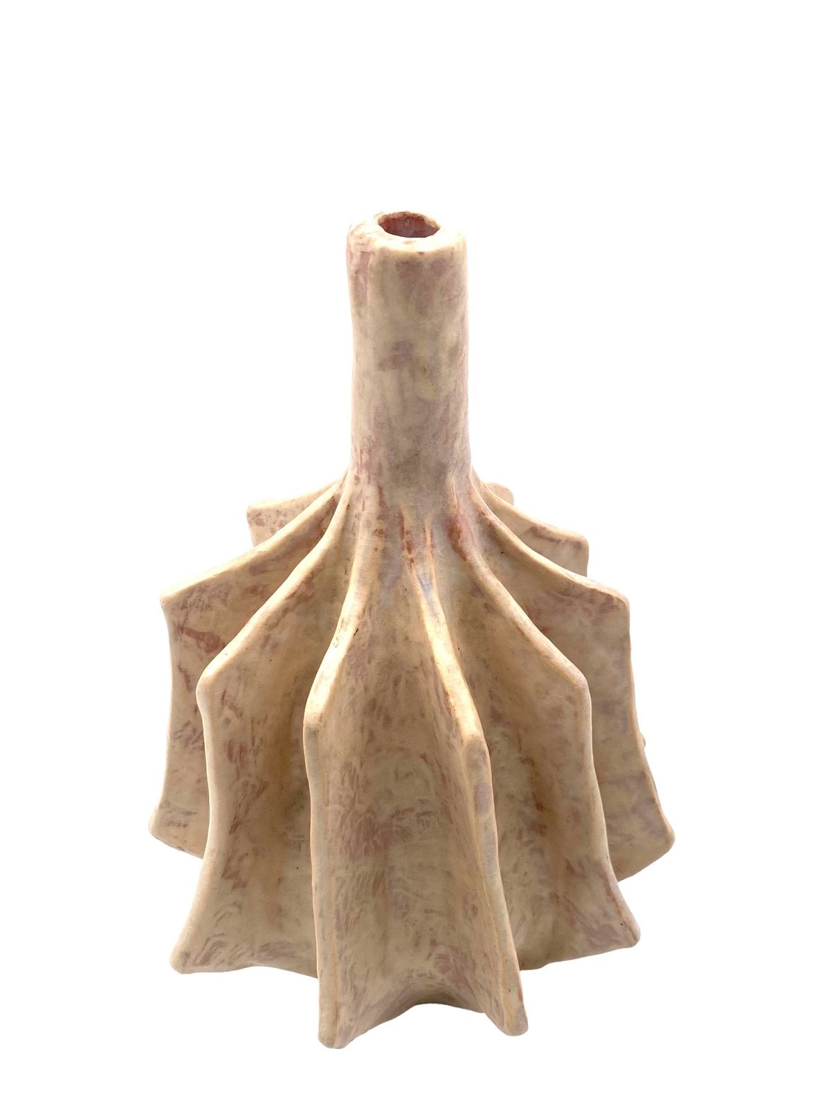 Organic Modern White Earthenware Vase, France 1970s photo for sale
