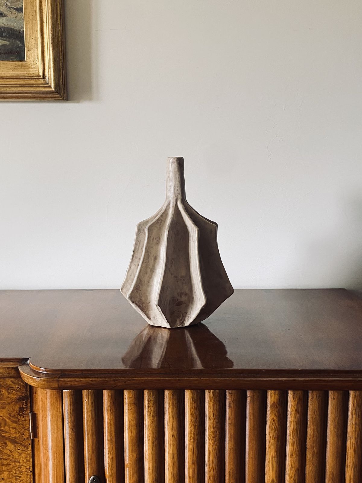 Organic Modern White Earthenware Vase, France 1970s photo Home Decor