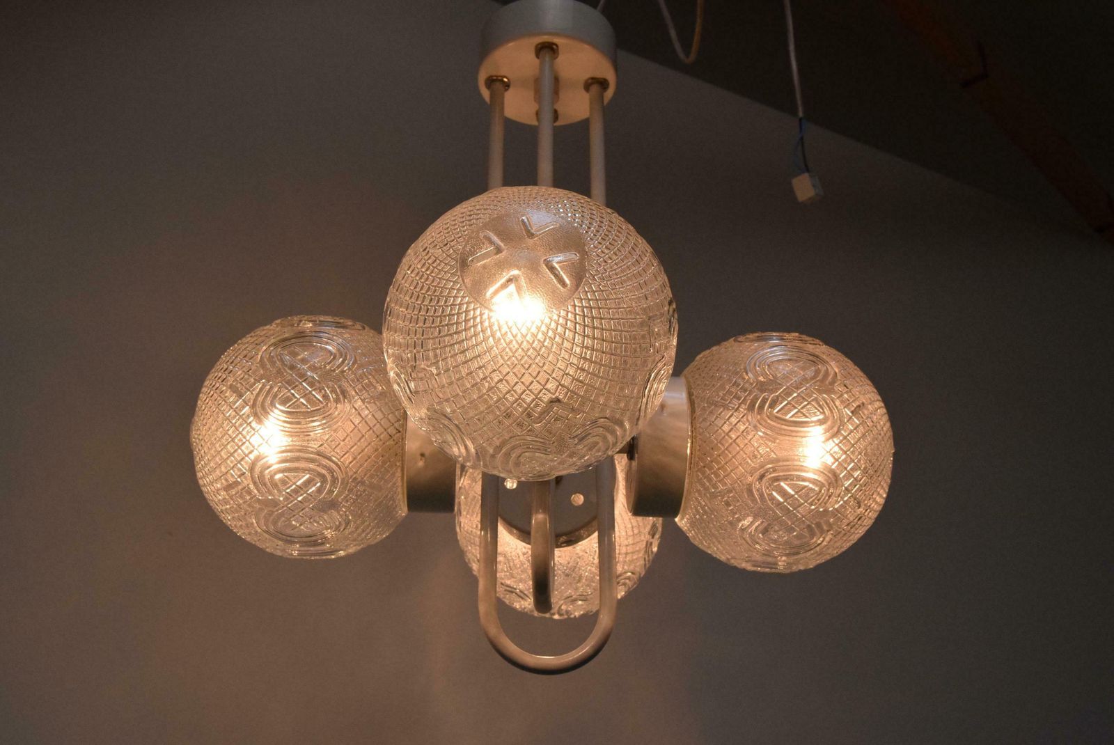 Lighting Mid Century Designed Chandelier By Jilove U Decina, 1970's. photo