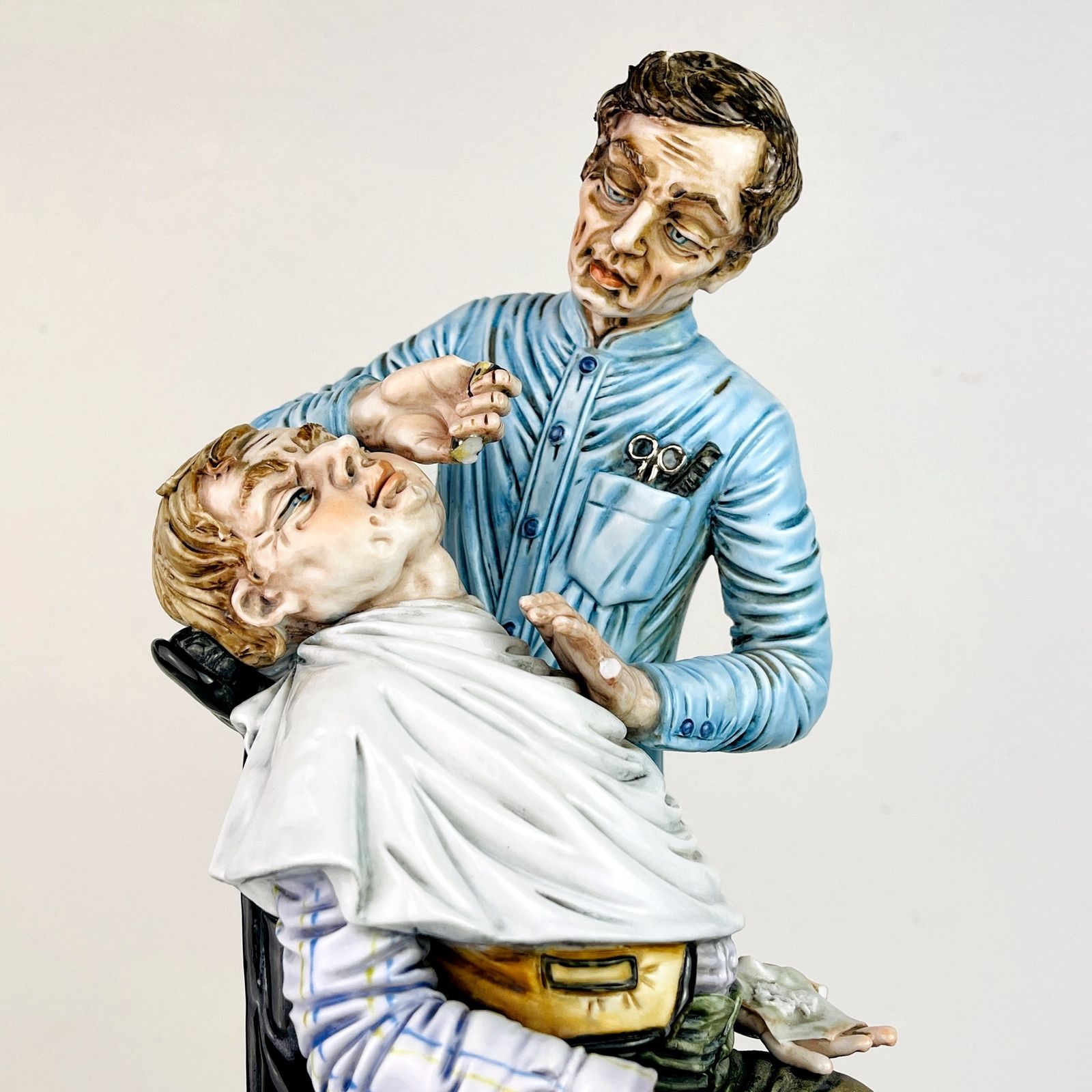Vintage Ceramic Sculpture Of Barber By Capodimonte Italy 1950s photo vintage