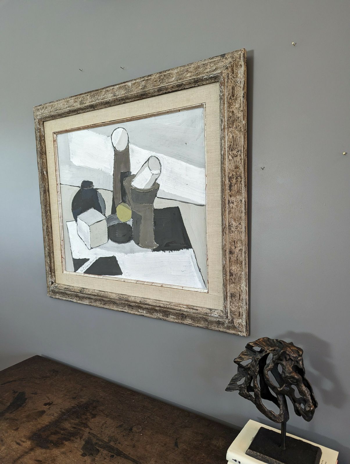 The Green Ball, Mid 20th Century Oil Painting photo furniture