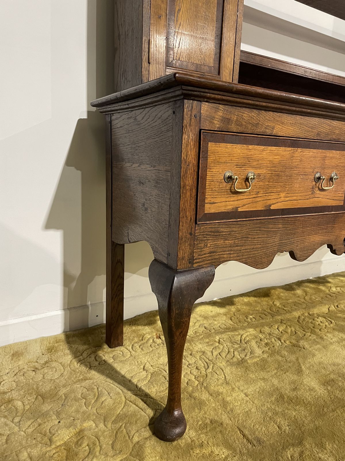 Antique Spicer Of Pontesbury Oak Dresser With Cross Banded Mahogany photo for sale