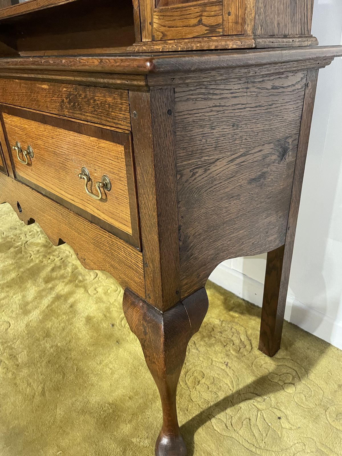 Furniture Antique Spicer Of Pontesbury Oak Dresser With Cross Banded Mahogany photo
