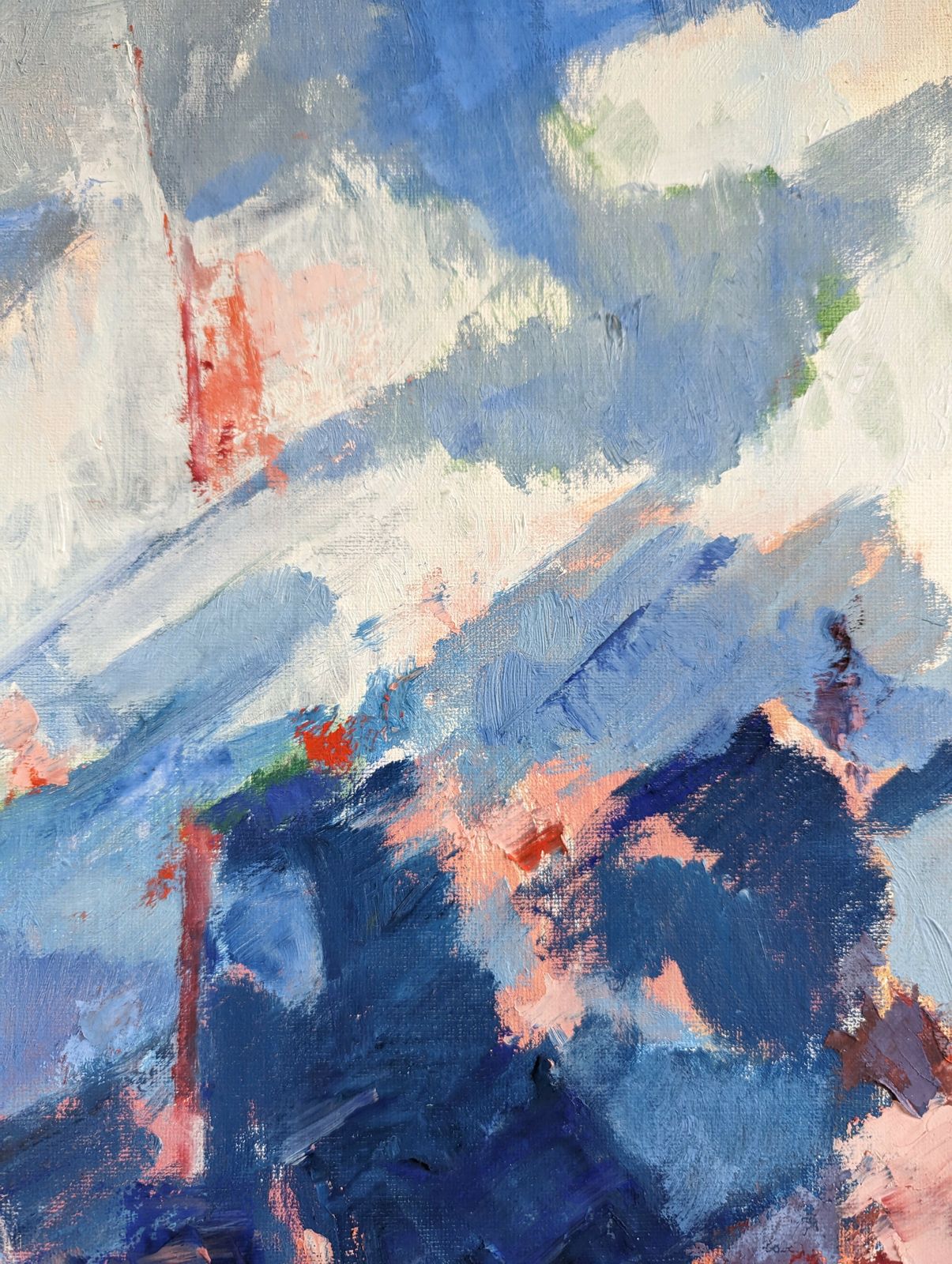 Art Blue & Red  Oil Painting, 1990s photo