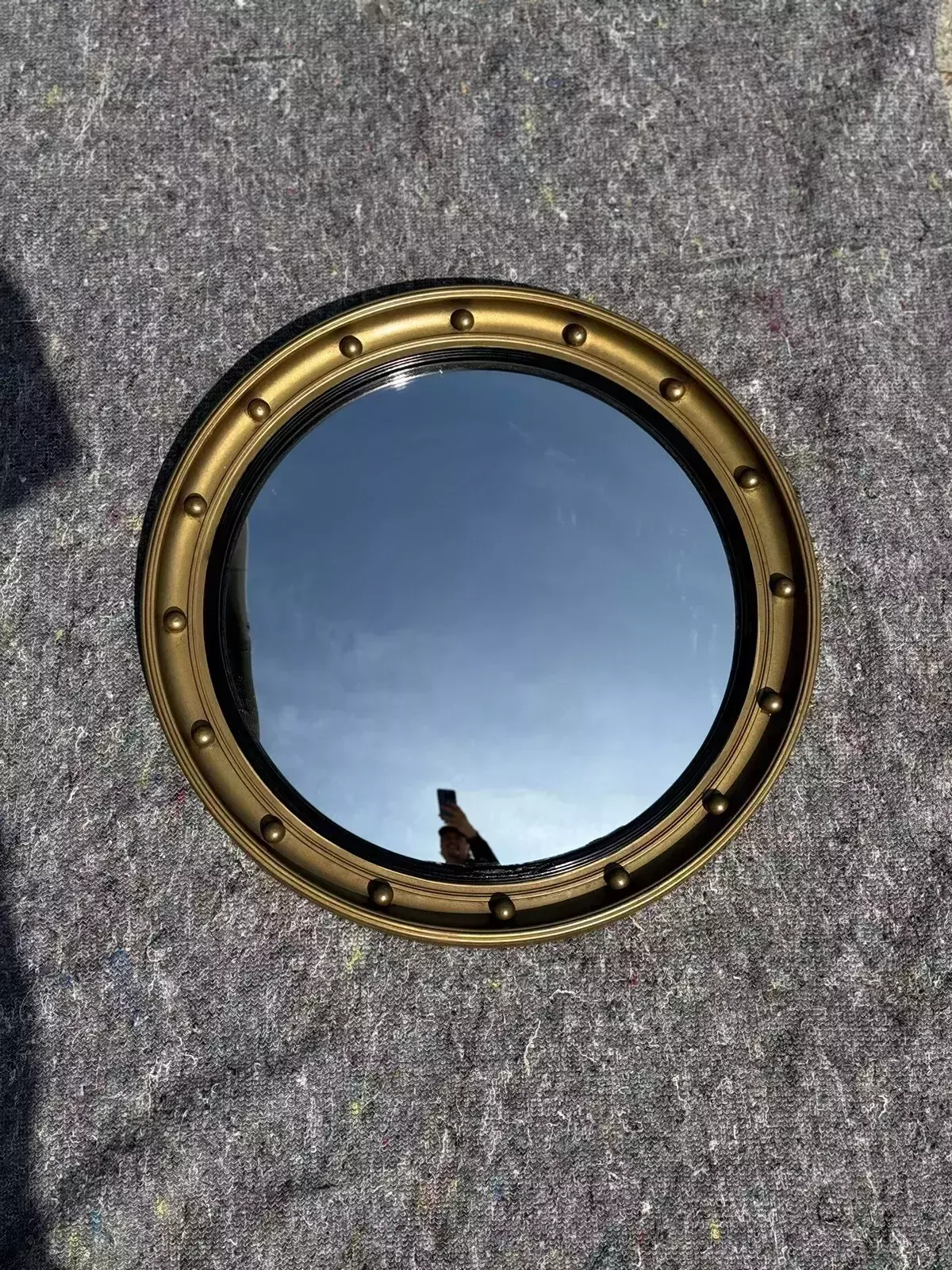 Antique 1920's Convex Gold Giltwood Bevelled Mirror photo furniture