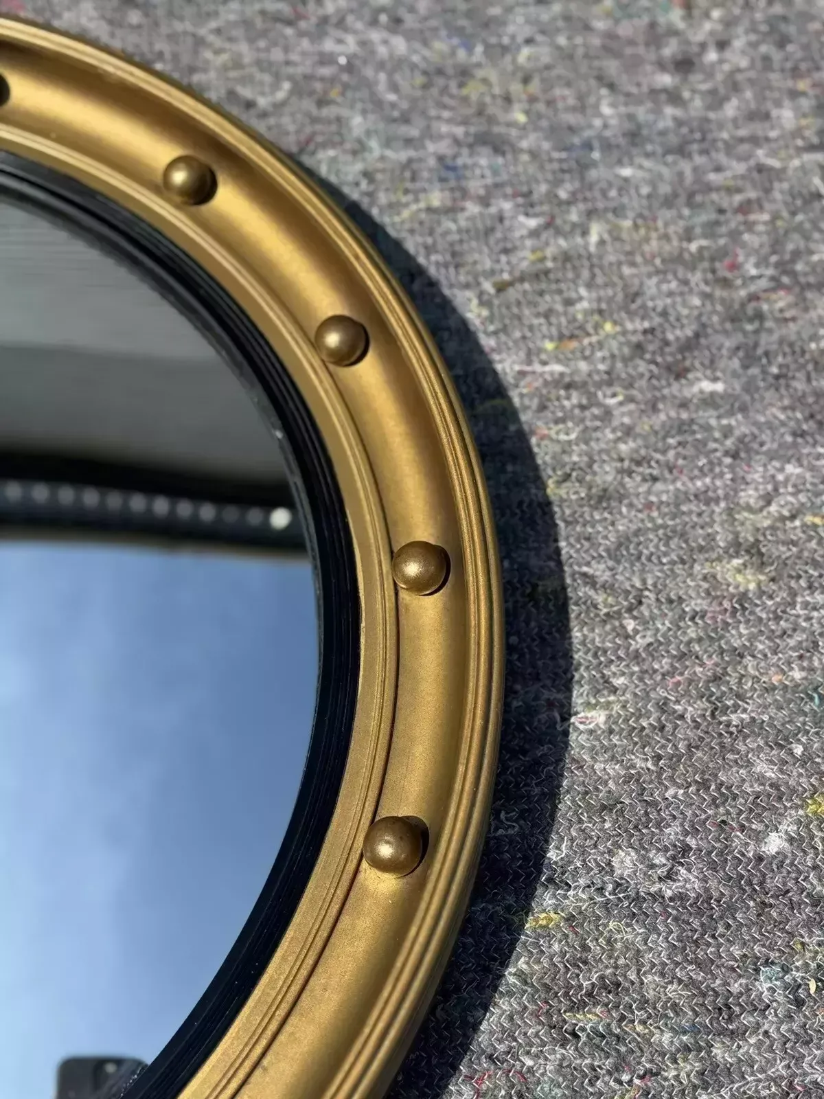 Antique 1920's Convex Gold Giltwood Bevelled Mirror photo buy