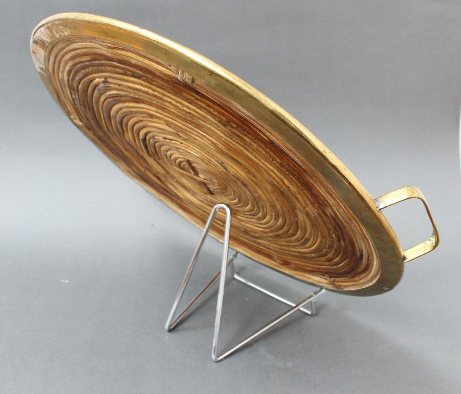 Rattan Tray With Brass Trim In The Style Of Gabriella Crespi (Circa 1970s) photo 204.0