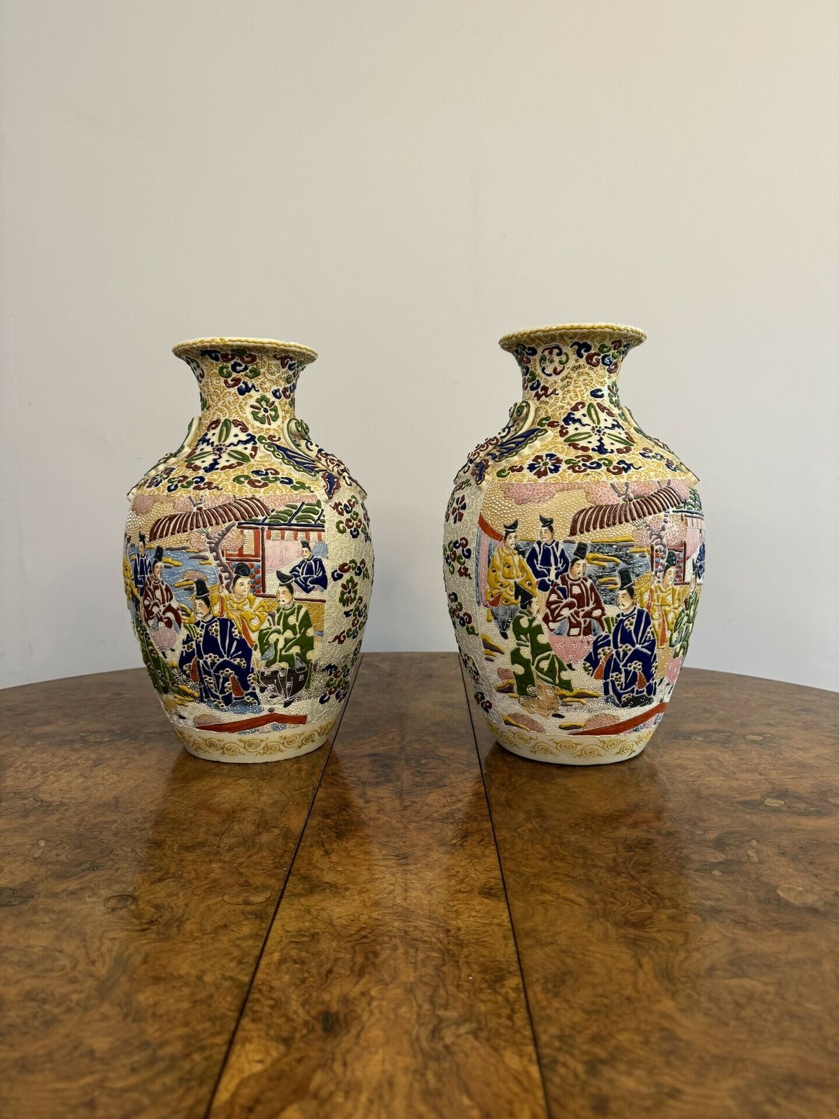 Large Quality Pair Of Antique Satsuma Vases photo buy