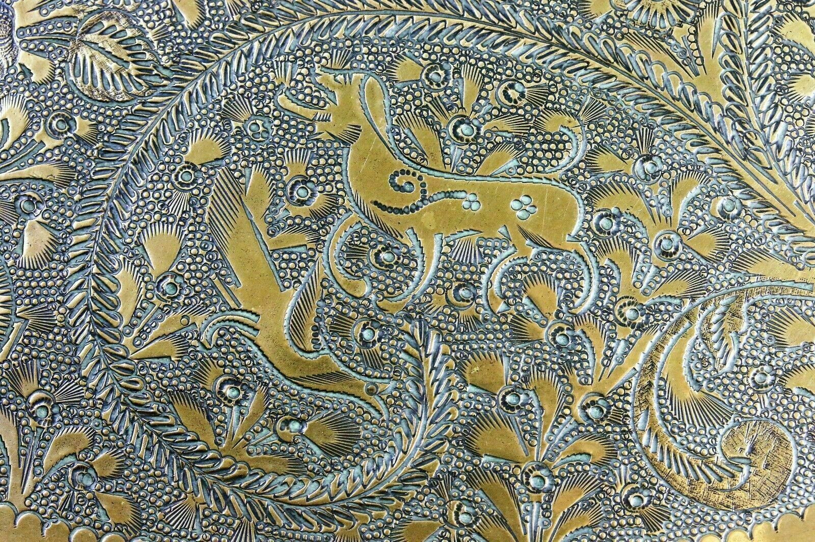 photo vinterior Antique Brass Indian Tray Wall Hanging Hindu Garuda Figure Decoration And Heavy