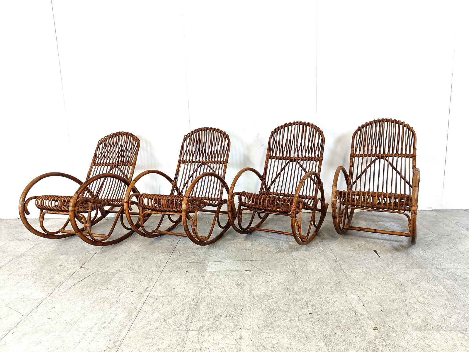 Vintage Bamboo Rocking Chairs, 1960s (4 Available) photo Furniture