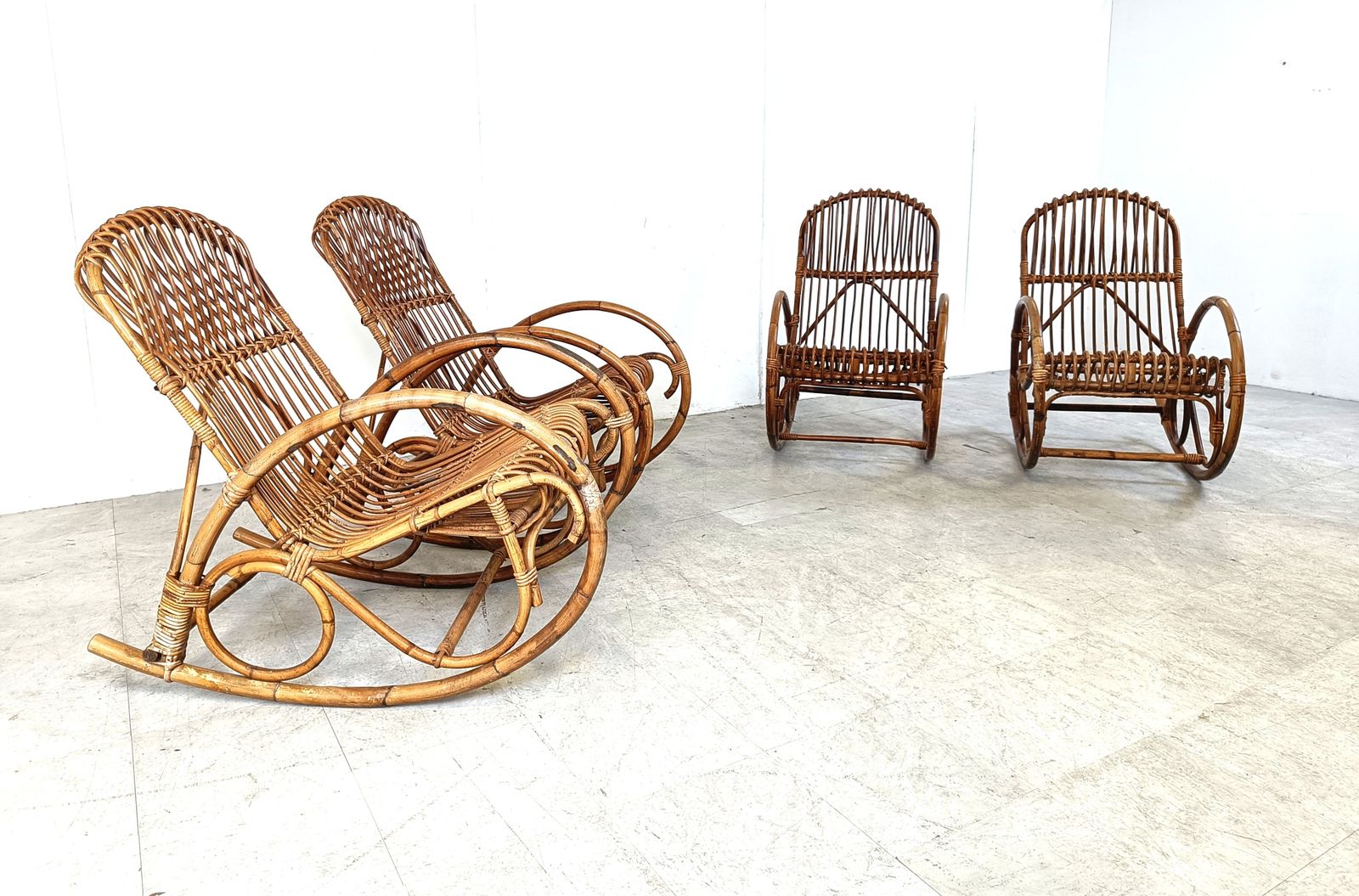 Vintage Bamboo Rocking Chairs, 1960s (4 Available) photo vinterior