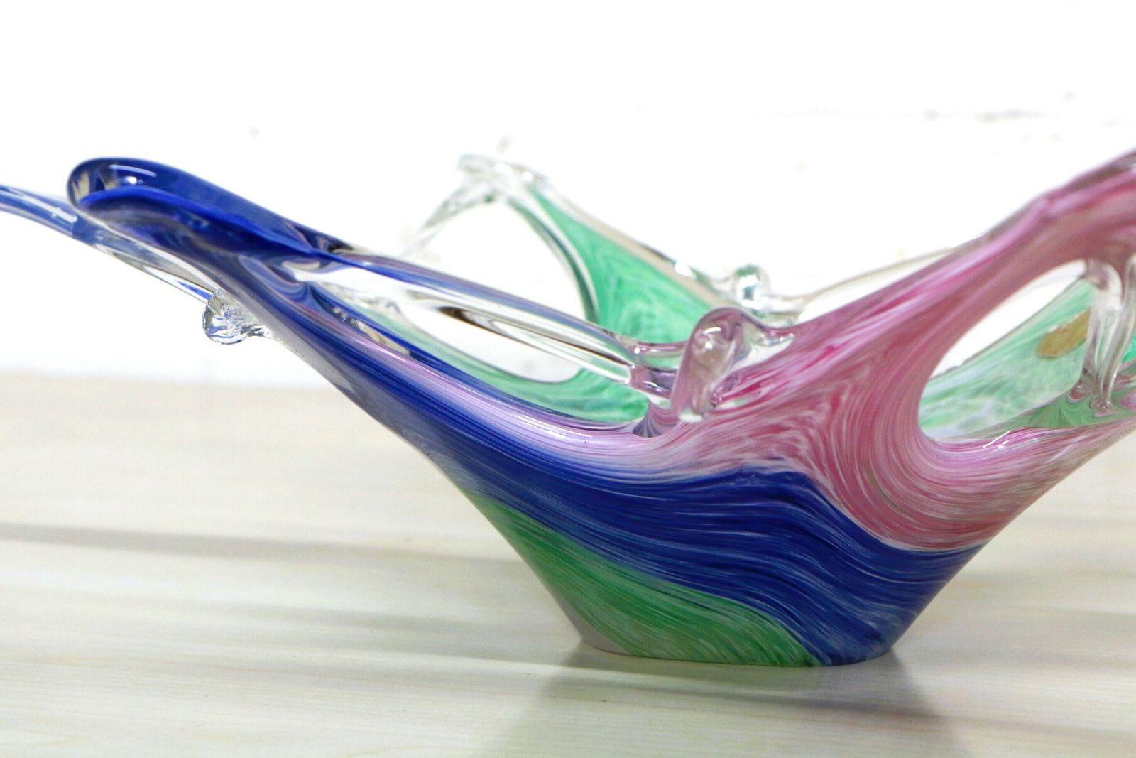 Large Murano Glass Bowl Freeform Italian Organic Mid Century Modern Mcm photo for sale