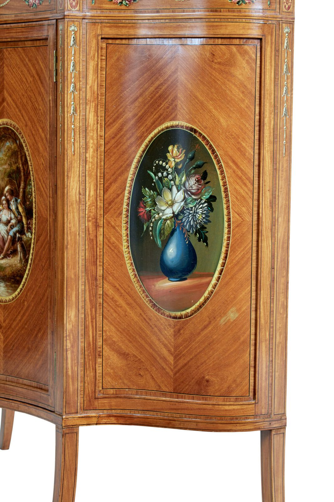 19th Century Sheraton Revival Satinwood Inlaid And Painted Cabinet photo buy