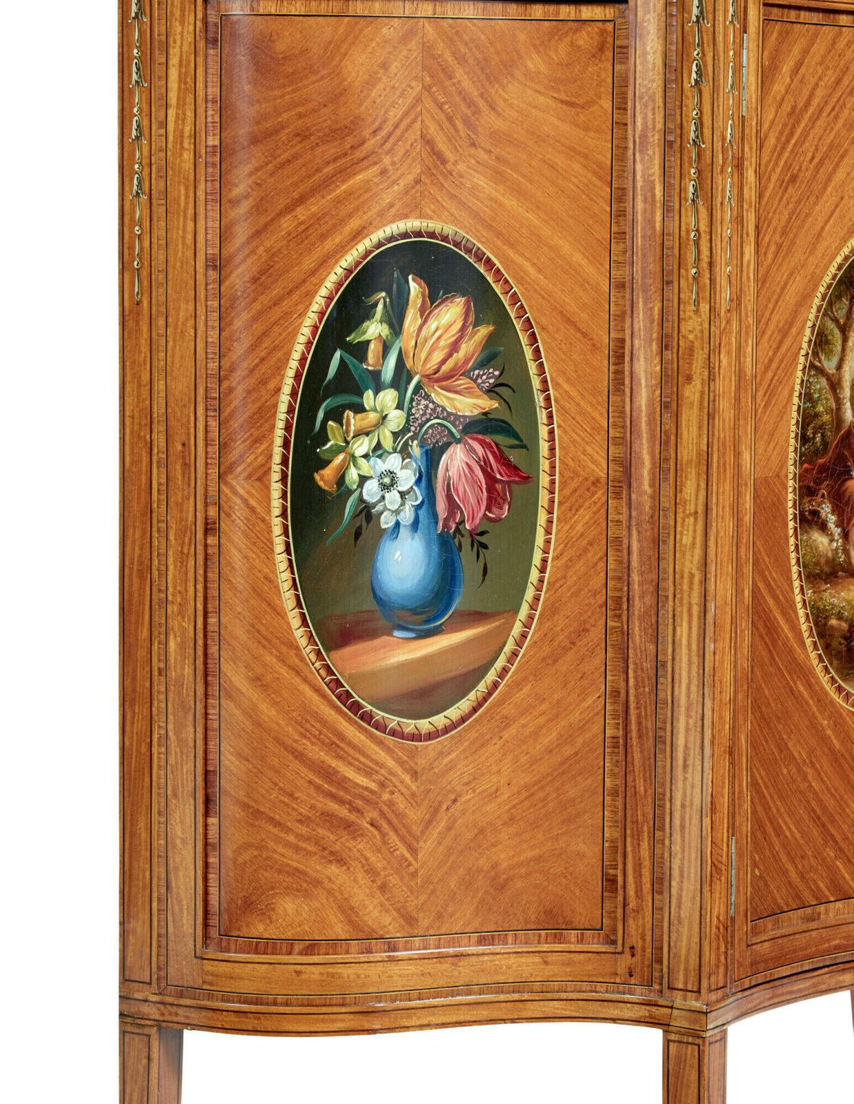 19th Century Sheraton Revival Satinwood Inlaid And Painted Cabinet photo vintage