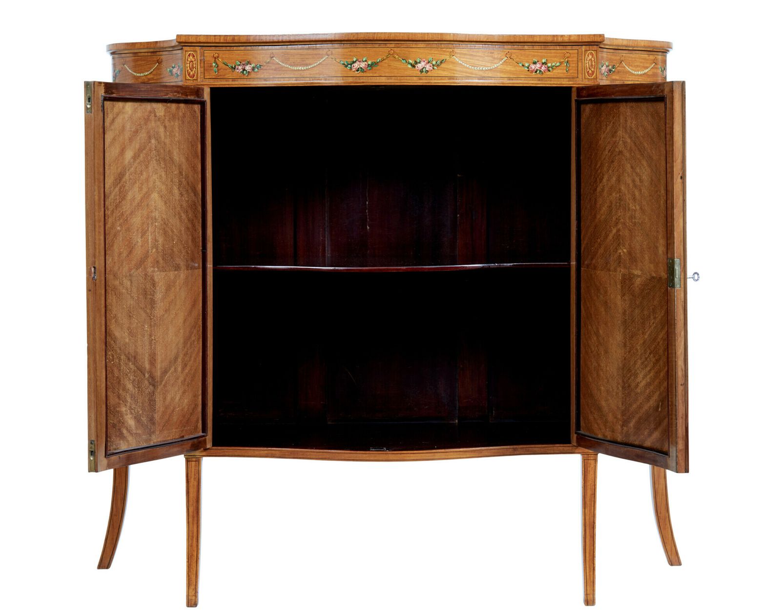 3295.0 19th Century Sheraton Revival Satinwood Inlaid And Painted Cabinet photo