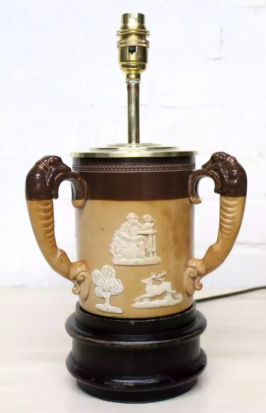 99.0 Antique Table Lamp English Royal Doulton 3 Handled Tyg Upcyled Table Lamp photo