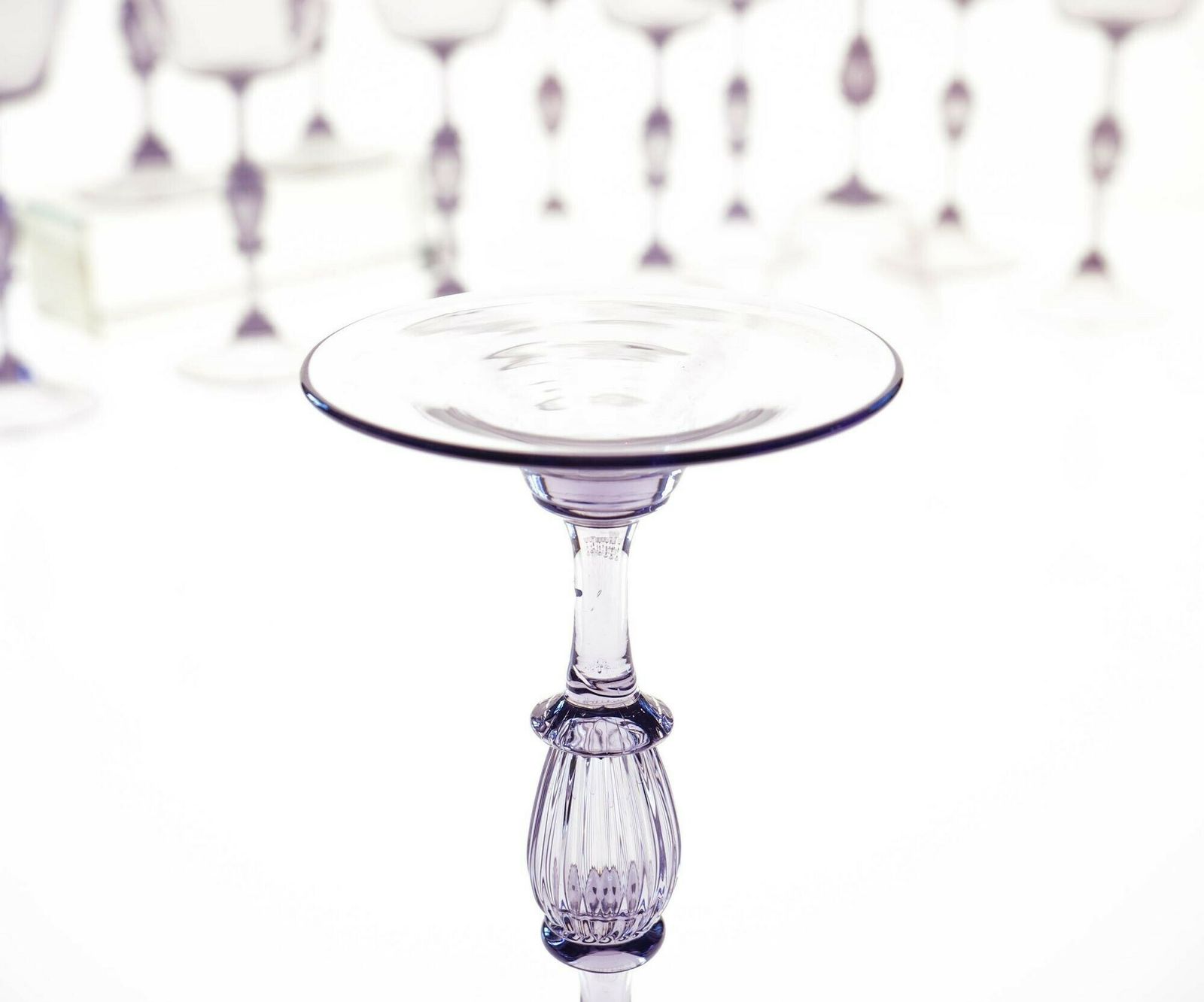 Twelve Cenedese Wine Glass Set, Cyclamen Colour. Murano Glass. Masterpieces photo vintage