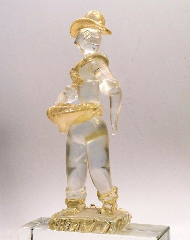 Ercole Barovier Murano Seminatore Clear Massiccio Glass Gold Applications, 1930 photo Art