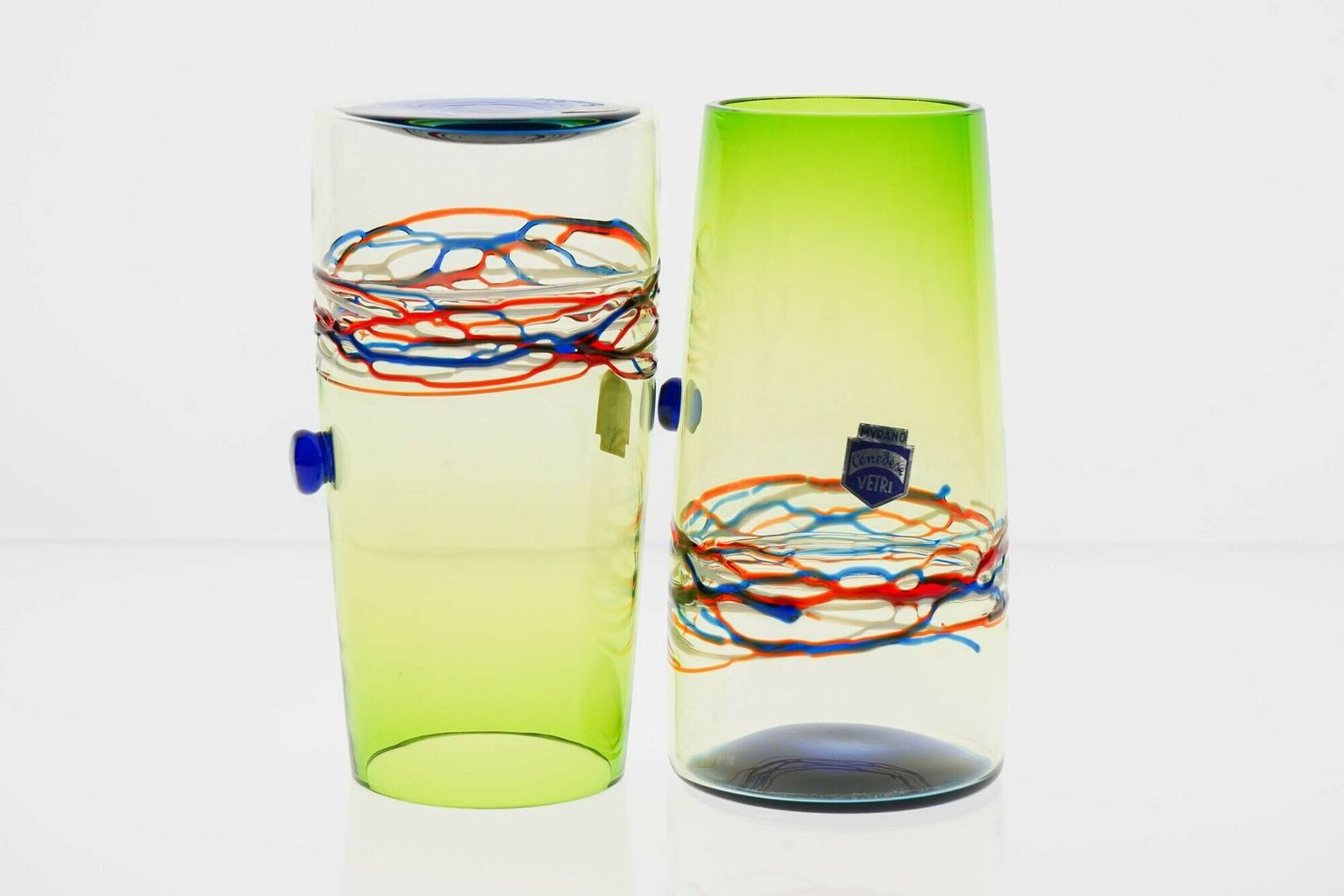 Home Decor Unique Set Of 6 Murano Tumblers, Cenedese Murano 1960, Young Collection, Signed photo