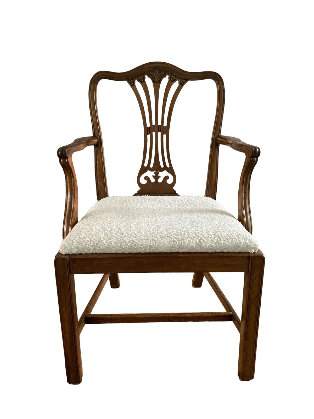 A George III Style Armchair In The Manner White Paris Boucle Fabric