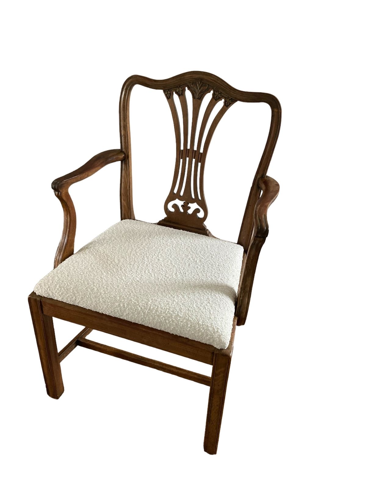 A George III Style Armchair In The Manner White Paris Boucle Fabric photo vinterior