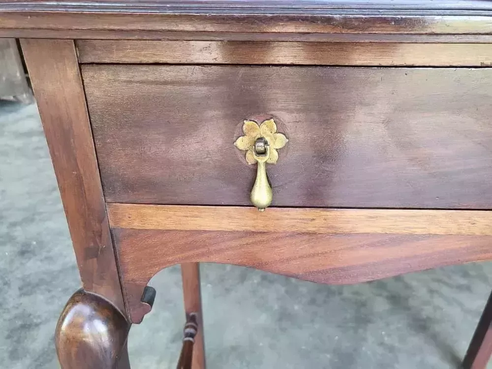 Antique Mahogany Tall Cutlery Hall Table Drawer Cabriole Legs Pad Feet photo vintage