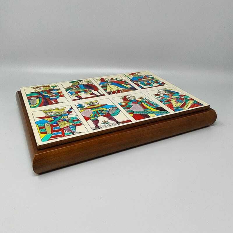 1960s Original Gorgeous Playing Cards Box By Piero Fornasetti In Excellent Condition. Made In Italy photo for sale