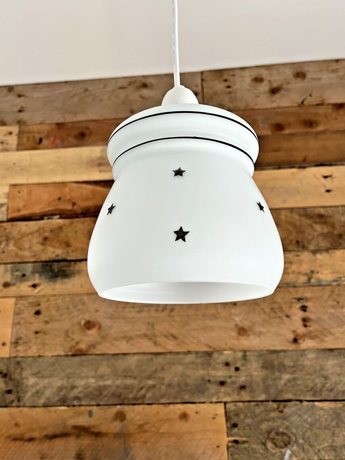 photo vinterior Glass Art Deco Black & White Stars Light Shade Childrens Nursery Vintage Retro